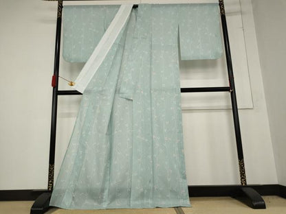 平和屋着物＊夏物 小紋 絽 草花文 洗える着物 AABB0524st