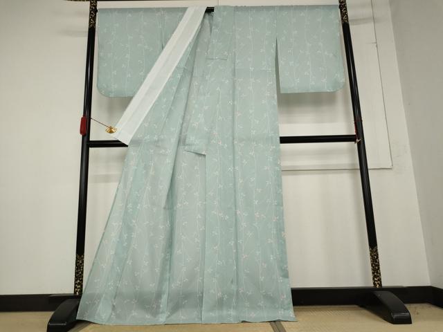 平和屋着物＊夏物 小紋 絽 草花文 洗える着物 AABB0524st