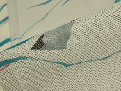 平和屋着物＊夏物 小紋 絽 幾何学文様 洗える着物 AABB0526st