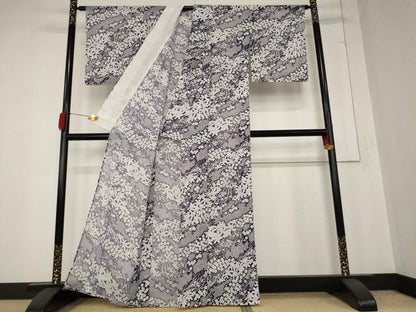 平和屋着物＊夏物 小紋 絽 草花文 洗える着物 未使用 AABB0531st