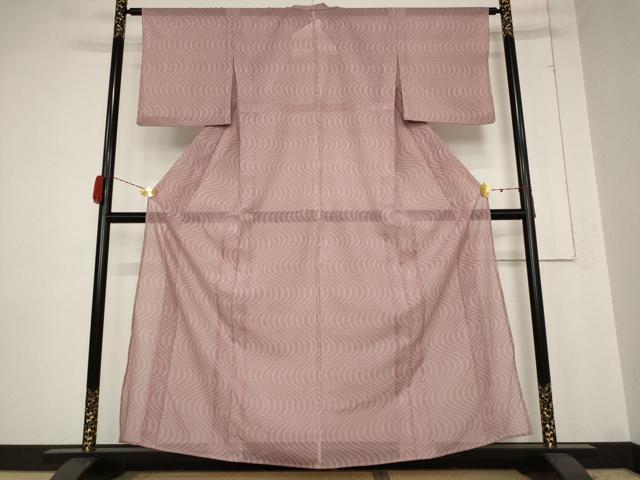 平和屋着物＊夏物　小紋　絽　流水文　洗える着物　AABB0537st