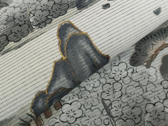 平和屋着物＊夏物　訪問着　絽　風景文　金彩　洗える着物　AABB0538st