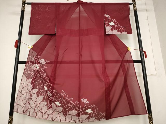 平和屋着物＊夏物　訪問着　絽　草花文　洗える着物　AABB0539st