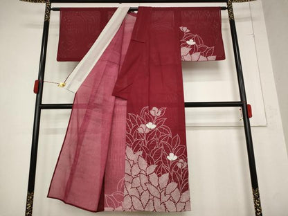 平和屋着物＊夏物　訪問着　絽　草花文　洗える着物　AABB0539st
