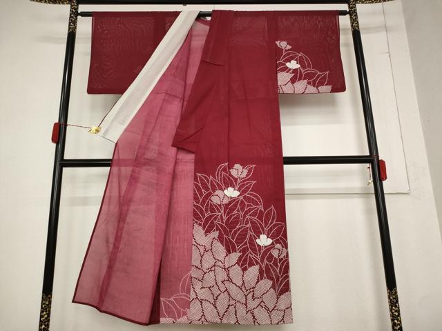平和屋着物＊夏物　訪問着　絽　草花文　洗える着物　AABB0539st