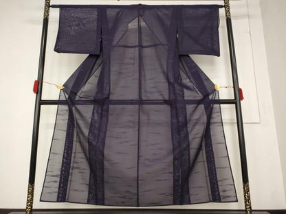 平和屋着物＊夏物 色無地 紗 霞文 濃鼠色 洗える着物 AABB0542st