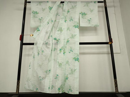 平和屋着物＊夏物 小紋 絽 流水草花文 洗える着物 AABB0545st