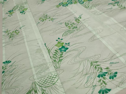 平和屋着物＊夏物 小紋 絽 流水草花文 洗える着物 AABB0545st