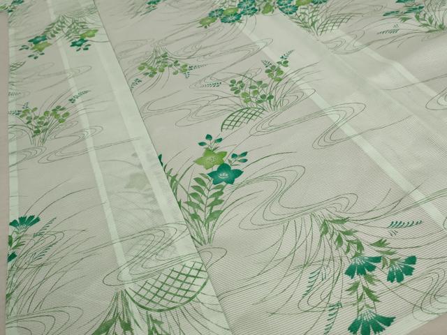 平和屋着物＊夏物 小紋 絽 流水草花文 洗える着物 AABB0545st