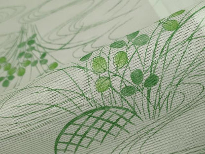 平和屋着物＊夏物 小紋 絽 流水草花文 洗える着物 AABB0545st