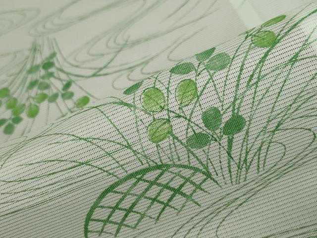 平和屋着物＊夏物 小紋 絽 流水草花文 洗える着物 AABB0545st