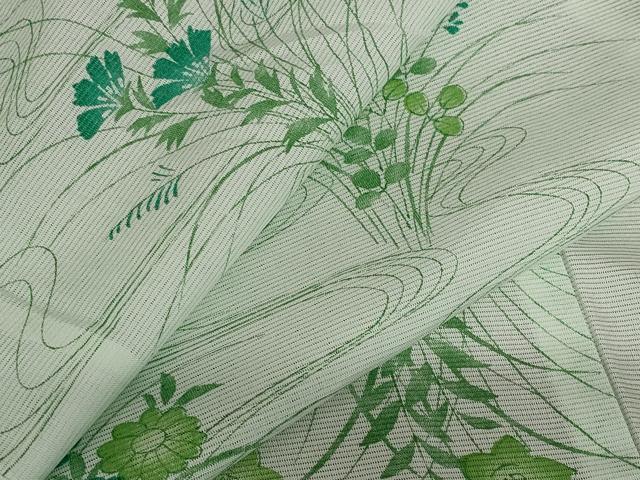 平和屋着物＊夏物 小紋 絽 流水草花文 洗える着物 AABB0545st