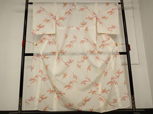 平和屋着物＊夏物 小紋 絽 楓文 洗える着物 未使用 AABB0546st