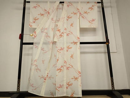 平和屋着物＊夏物 小紋 絽 楓文 洗える着物 未使用 AABB0546st