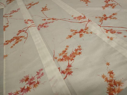 平和屋着物＊夏物 小紋 絽 楓文 洗える着物 未使用 AABB0546st