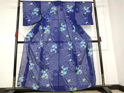 平和屋着物＊夏物 小紋 絽 草花文 洗える着物 AABB0547st