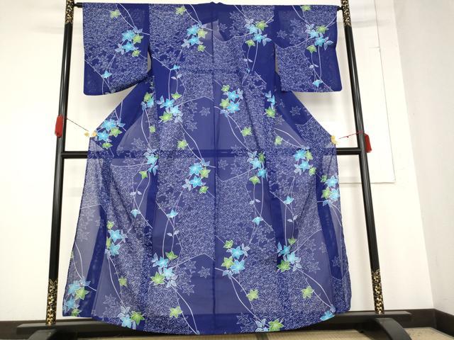 平和屋着物＊夏物 小紋 絽 草花文 洗える着物 AABB0547st