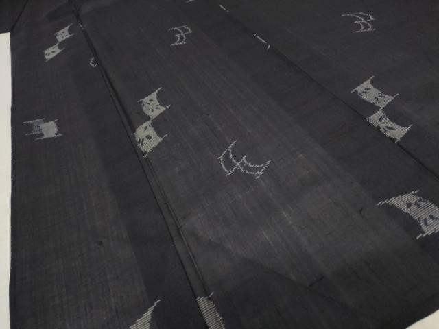 平和屋着物＊夏物 紗紬 抽象文様 黒地 正絹 逸品 未使用 AABB0548st