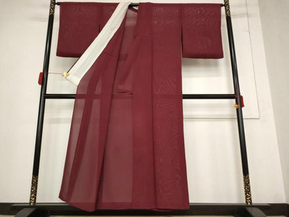 平和屋着物＊夏物 無地絵羽訪問着 絽 楓紋紗 葡萄茶色 正絹 逸品 AABB0554st