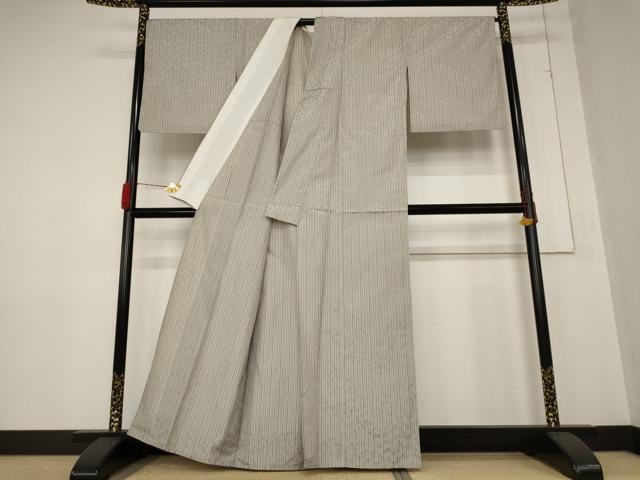平和屋着物▽上質な紬 単衣 白根沢 もじり織 蜻蛉 正絹 逸品 AABB0562st