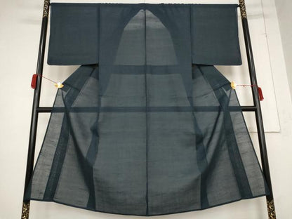 平和屋着物＊夏物 男性 紗紬 藍鉄色 正絹 逸品 AABB0565st