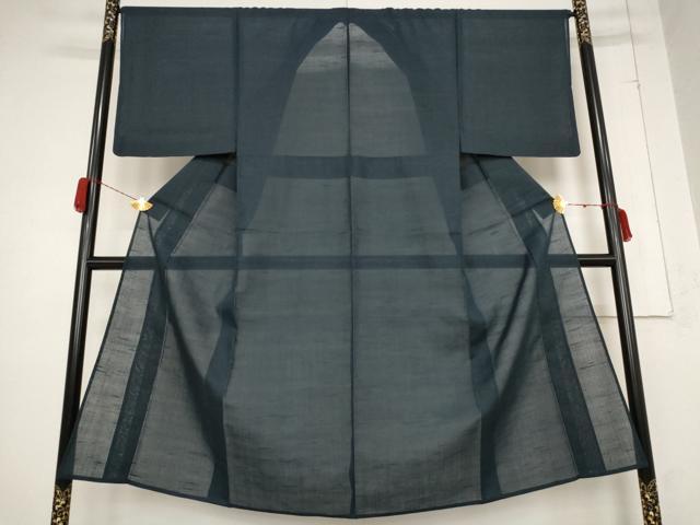 平和屋着物＊夏物 男性 紗紬 藍鉄色 正絹 逸品 AABB0565st