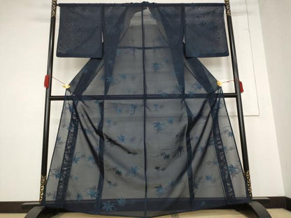 平和屋着物＊夏物 小紋 紗 楓文 正絹 逸品 AABB0566st