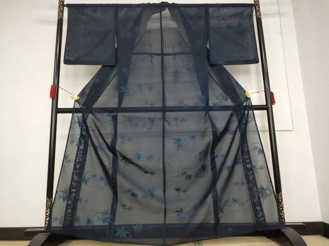 平和屋着物＊夏物 小紋 紗 楓文 正絹 逸品 AABB0566st