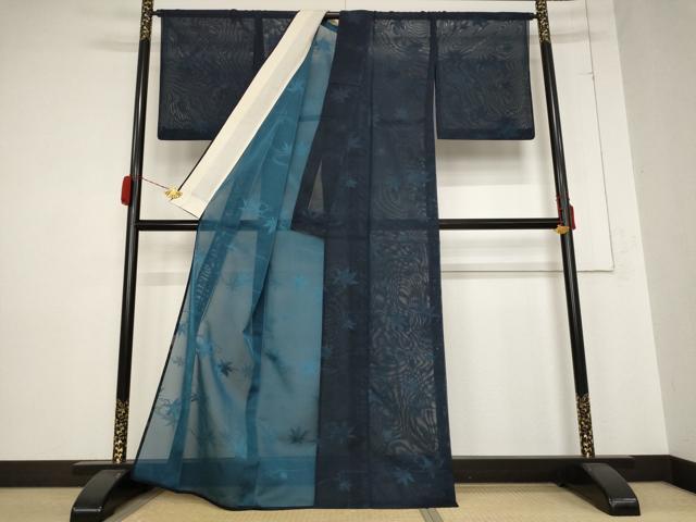 平和屋着物＊夏物 小紋 紗 楓文 正絹 逸品 AABB0566st