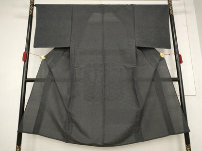 平和屋着物＊夏物 男性 紬 墨色 正絹 逸品 AABB0568st