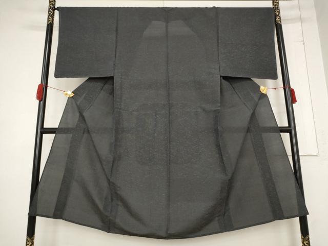 平和屋着物＊夏物 男性 紬 墨色 正絹 逸品 AABB0568st