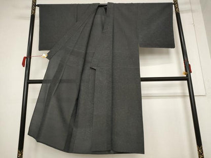 平和屋着物＊夏物 男性 紬 墨色 正絹 逸品 AABB0568st
