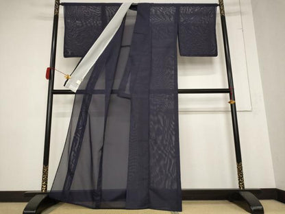 平和屋着物＊夏物 色無地 絽 黒紅色 洗える着物 未使用 AABB0570st