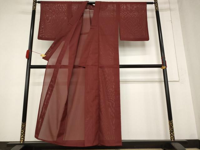 平和屋着物＊夏物 色無地 絽 葡萄茶色 洗える着物 AABB0572st