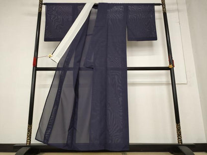 平和屋着物＊夏物 色無地 絽 濃鼠色 洗える着物 AABB0574st