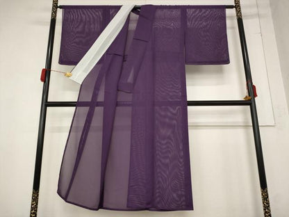 平和屋着物＊夏物 色無地 絽 葡萄色 洗える着物 AABB0575st