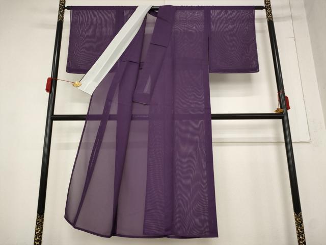 平和屋着物＊夏物 色無地 絽 葡萄色 洗える着物 AABB0575st