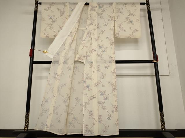 平和屋着物＊夏物 小紋 絽 草花文 正絹 逸品 AABB0578st