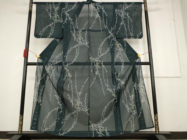 平和屋着物＊夏物 小紋 絽 枝葉文 洗える着物 AABB0584st