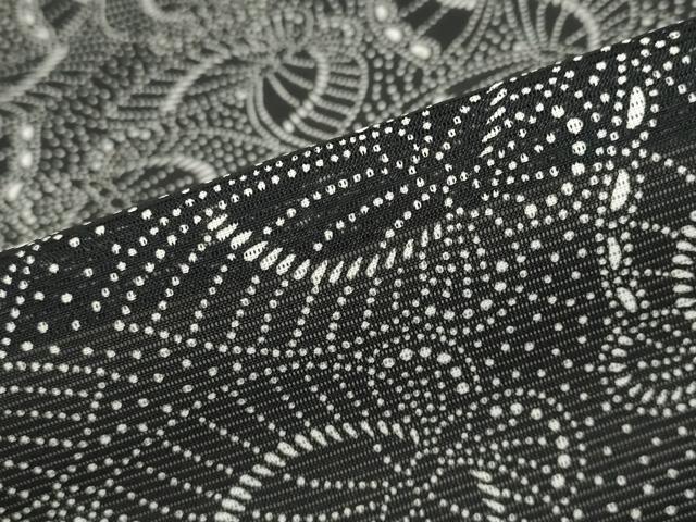 平和屋着物＊夏物 小紋 絽 蝶づくし 黒地 洗える着物 AABB0585st