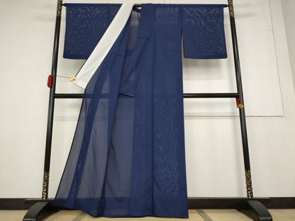 平和屋着物＊夏物 色無地 絽 留紺色 洗える着物 AABB0588st