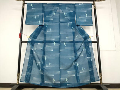 平和屋着物＊夏物　小紋　絽　飛鳥文　洗える着物　AABB0590st