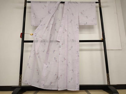 平和屋着物＊夏物 小紋 絽 芝花文 洗える着物 AABB0594st