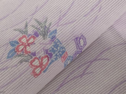 平和屋着物＊夏物 小紋 絽 芝花文 洗える着物 AABB0594st