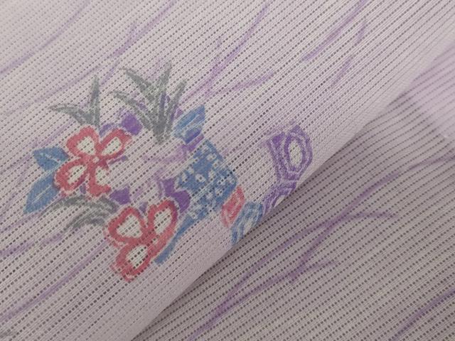 平和屋着物＊夏物 小紋 絽 芝花文 洗える着物 AABB0594st