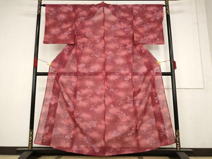 平和屋着物＊夏物 小紋 絽 舞花文 暈し染め 洗える着物 AABB0597st