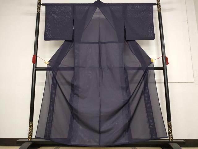 平和屋着物＊夏物 色無地 絽 濃鼠色 洗える着物 AABB0600st