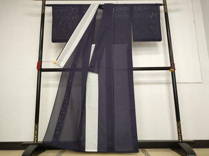 平和屋着物＊夏物 色無地 絽 濃鼠色 洗える着物 AABB0600st