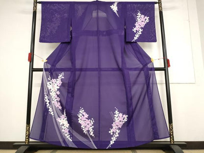 平和屋着物＊夏物　訪問着　絽　草花文　洗える着物　未使用　AABB0606st