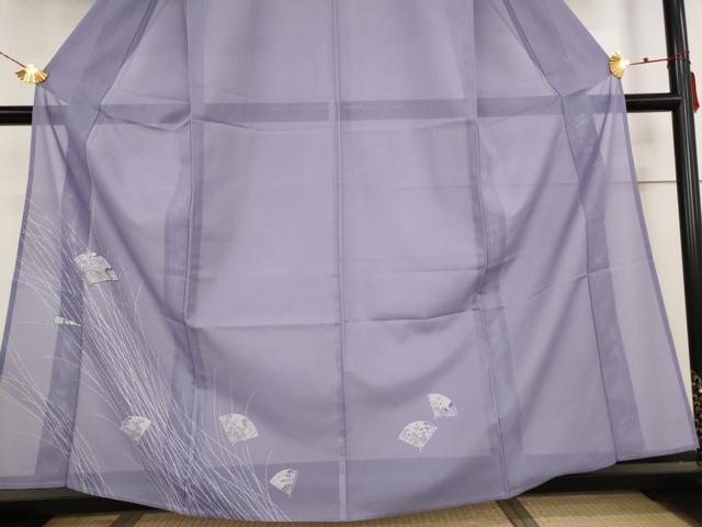 平和屋着物＊夏物 訪問着 絽 舞扇文 金彩 洗える着物 AABB0610st